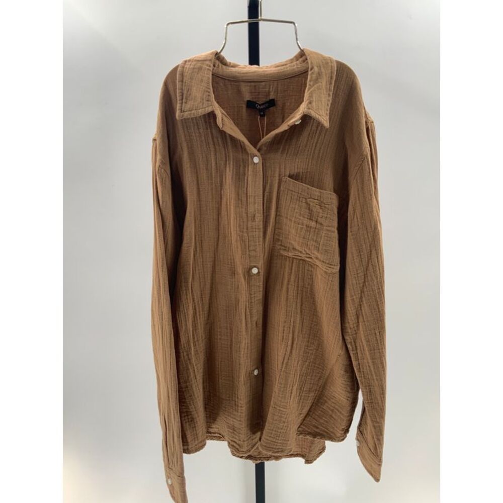 NWOT Quince Brown Gauze Button-Up Shirt